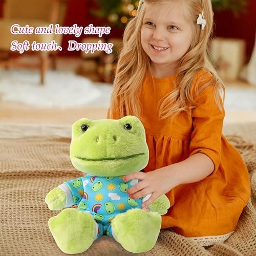 Furvana 9Inch Green Frog Plush, Soft Frog Stuffed Animal Plush Toy, Kawaii Plush Doll, Cute Plushie with Cloths Toy Gift for Kids Children Birthday thumbnail 6