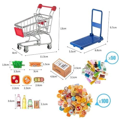 Vawuz 175PCS Miniature Courier Box Set Shopping Mall Shipping Boxes Mini Supermarket Handcart Models 1:12 Food Drink Bottles Cans Dollhouse Pretend Play Kitchen Game Party Accessories Toys Doll House thumbnail 3