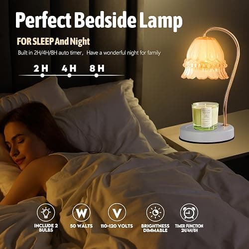 GEEZO Fragrance Candle Warmer Lamp,Electric Candle Warmer with Timer & Dimmer, Mom Christmas Birthday Gifts for Women, House Warming Gifts New Home Bedroom Decor thumbnail 7