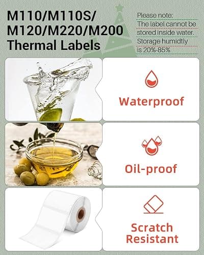 Phomemo Labels- 3 Rolls M110/M100/M220/M221/M150/M250/M108 Thermal Labels 1.57"x1.18"(40x30mm), M110 Label Multipurpose Square Self-Adhesive Paper, Name Labels for Kids, School, 230 Label/Roll thumbnail 6