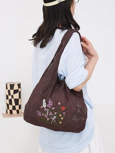 Stizimn Crochet Mesh Beach Tote Shoulder Handbags Hobo Summer Aesthetic Women's Bag thumbnail 4