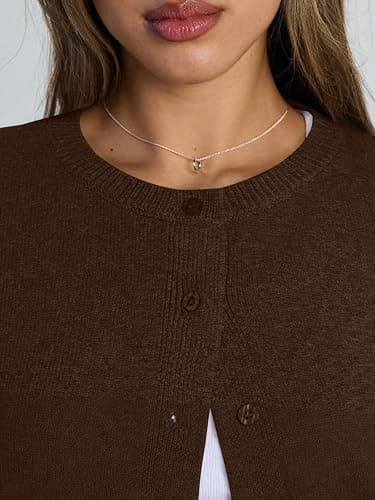 Trendy Queen Cropped Cardigan Sweaters for Women Lightweight Crop Knit Y2k Fall Outfits Fashion Clothes 2025 thumbnail 5