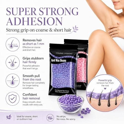 YOUNG VISION Hard Wax Beads for Hair Removal, 2.2lbs 1000g Refill Waxing Beads for Sensitive Skin Women, Face, Brazilian, Bikini, Body, Soft and Painless Waxing Beans, 10 Packs, Multi Color thumbnail 8