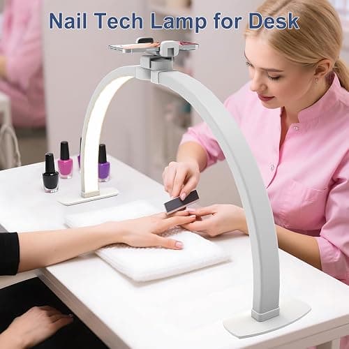 iVict Half Moon Light for Nail Desk, 29In 40W Nails Tech Light with Phone Stand, 10 Adjustable Brightness, 3 Color Temperature Led Desk lamp for Nail, Tattoos, Eyebrows, Beauty(White) thumbnail 4