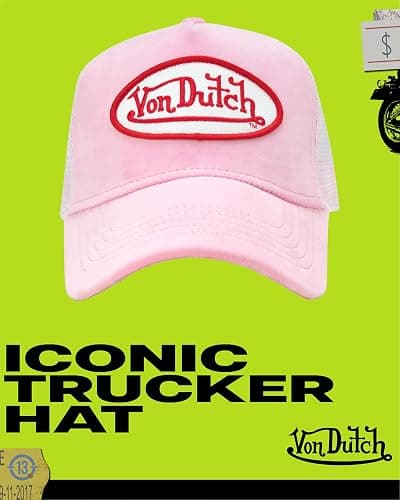 Von Dutch Unisex Velvet Trucker Hat, Curved Bill, Mesh Back, Snapback thumbnail 2