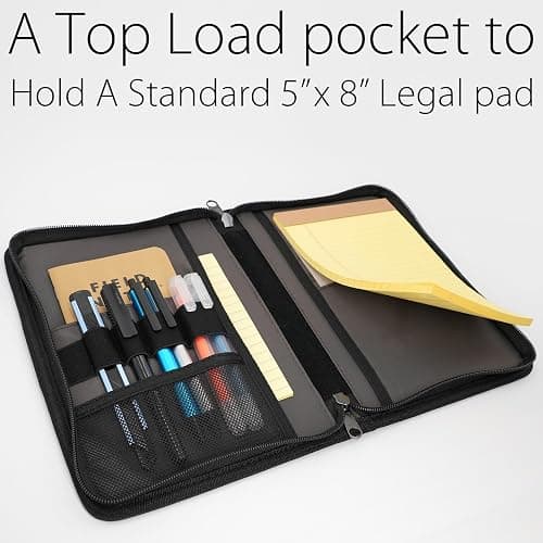 diodrio A5 Zipper Journal Notebook Cover with YKK Zipper for A5 Moleskine Cahier LEUCHTTURM Planners Sketchbook, Water Resistant, Refillable, Interior Pockets, Black thumbnail 5