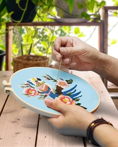 TINDTOP Embroidery Kit for Adult Beginners, Parrot Embroidery Stitch Practice kit Include Embroidery Cloth Hoops Threads for Craft Lover Hand Stitch thumbnail 4