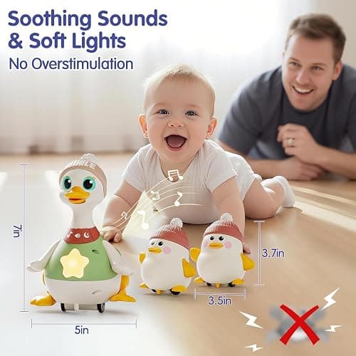 HOLA Baby Toys 6-12 Months Musical Dancing Duck Toy Set with Mama and Babys Tummy Time Toys, Crawling and Interaction Modes 1 Year Old Girl Boy Baby Stocking Stuffers thumbnail 2