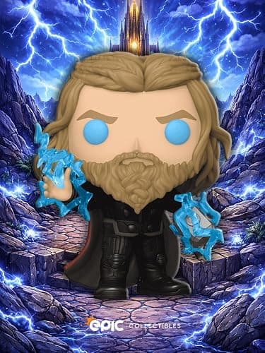 Funko Pop! Marvel: Avengers End Game - Thor with Mjolnir (Glows in The Dark) Limited Edition Exclusive Vinyl Figure Collectibles Bundled with Box Protector thumbnail 4