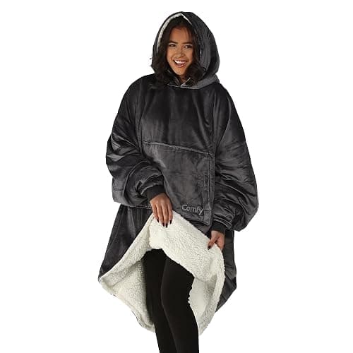 THE COMFY Original | Sherpa Lined Microfiber Fleece Wearable Blanket, Oversized Design with Hood and Pocket from Shark Tank - Image 1