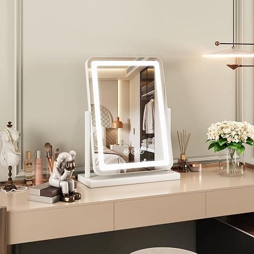 Novlux Vanity Mirror with Lights, 18"x13" Hollywood Lighted Makeup Mirror for Tabletop & Bedroom 3 Color Lighting Modes Smart Touch Control 360° Rotation Detachable thumbnail 5