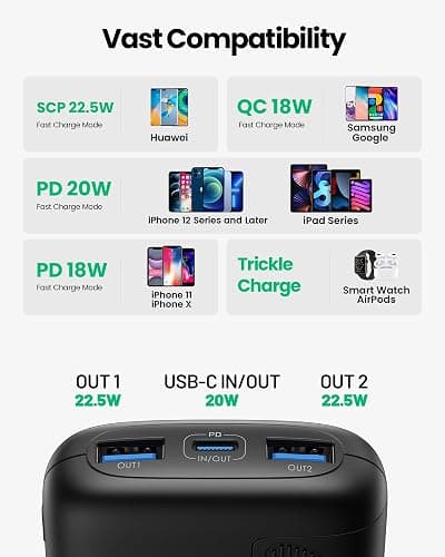 INIU Portable Charger, Smallest 22.5W 10000mAh Power Bank, USB C in/Output Fast Charging 3-Output Mini Battery Pack Charger with Phone Holder for iPhone 16 15 14 13 12 Samsung S23 Google iPad Tablet - black thumbnail 7