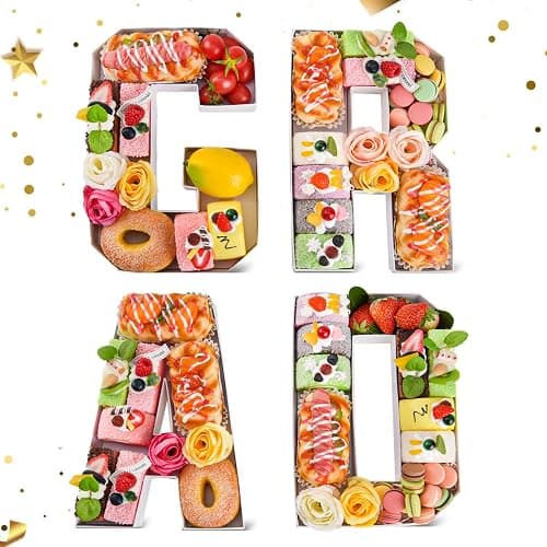 Datyiiha GRAD Set Cardboard Letter for Charcuterie 10.2'' Congrats Grad Fillable Tray Charcuterie Paper Box for Graduation Party Decorations Chocolate Candy Cupcake Container thumbnail 3