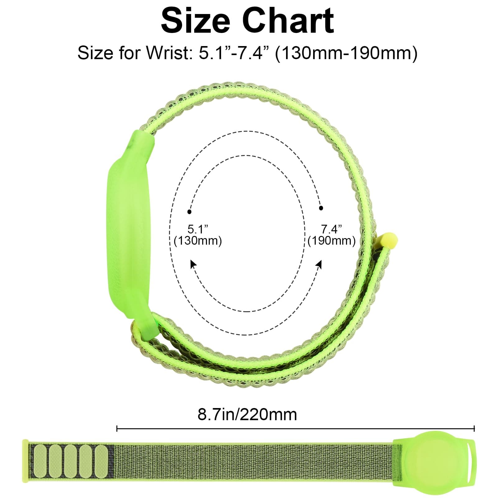 [2 Pack] 17CM Nylon AirTag Bands for Children, AirTags Holder Case with Adjustable Breathable Solo Loop Nylon AirTag Band, Anti-Lost Lightweight Secure Soft Strap for Children, Toddler, Kids thumbnail 4