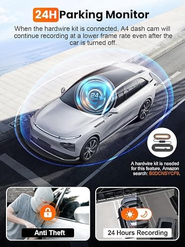 Affver 4K Dash Cam Front and Rear, Built-in 5G WiFi GPS, 64GB Card Included, 3.59'' IPS Screen Dash Camera for Cars, Dual Dashcam with G-Sensor, Loop Recording, WDR, Night Vision, 24H Parking Monitor thumbnail 8