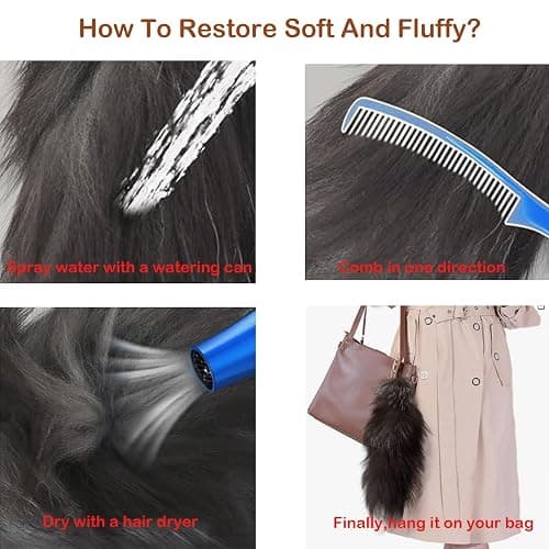 Zuxlwud Fluffy Fox Tail Keychain, Cosplay Accessory with Soft and Thick for Women's Bag Decoration Halloween Party Costume thumbnail 3