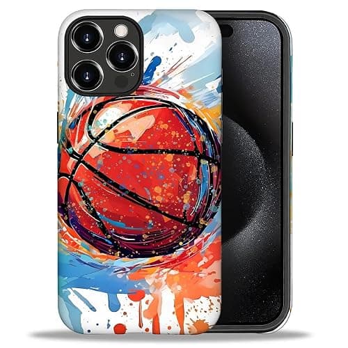 yicomon Compatible with iPhone 16 Pro Case, Colorful Basketball Sport Pattern Print Matte Phone Case Durable Fashion Funny Liquid Silicone Case Soft Anti-Scratch Shockproof Protective Cover - Image 1