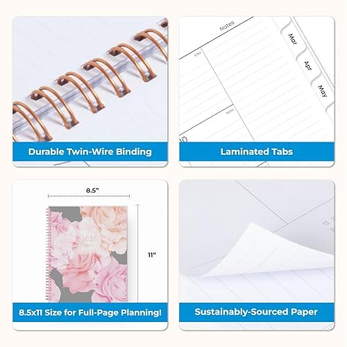 Blue Sky 2026 Weekly and Monthly Planner Calendar, January 2026 - December 2026, 8.5" x 11", Flexible Cover, Laminated Tabs, Durable Twin Wire Binding, Storage Pocket, Joselyn thumbnail 8