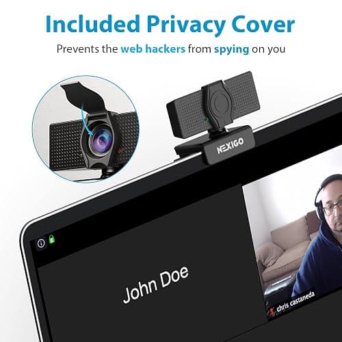 NexiGo N60 1080P Webcam with Microphone, Software Control & Privacy Cover, USB HD Computer Web Camera, Plug and Play, for Zoom/Skype/Teams, Conferencing and Video Calling thumbnail 2