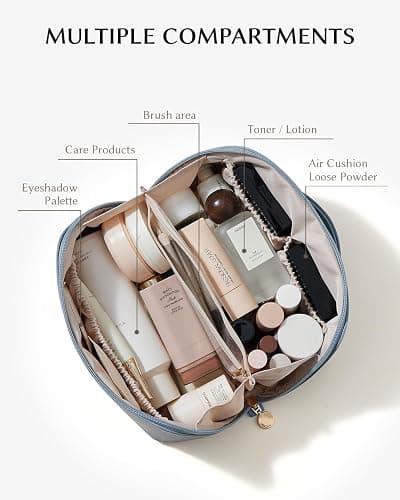 EACHY Travel Makeup Bag,Large Capacity Cosmetic Bags for Women,Waterproof Portable Pouch Open Flat Toiletry Bag Pattern Makeup Bag thumbnail 2