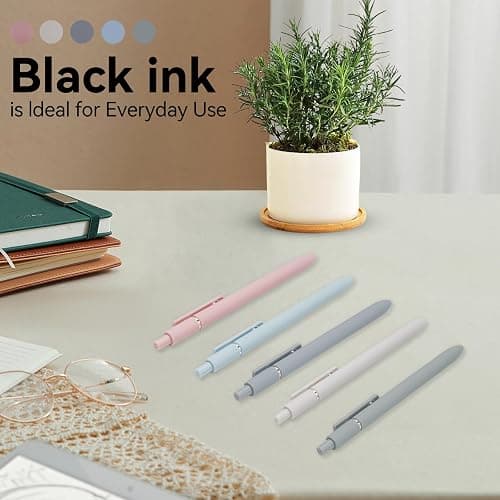 MorPionk Gel Pens, 5 Pcs 0.5mm Quick Dry Black Ink Fine Point Smooth Writing Pens High-End Series Ballpoint for Office School Supplies (Morandi) thumbnail 7