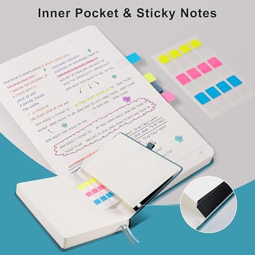 EMSHOI A5 Hardcover Leather Journal - 320 Pages, 100GSM Thick Notebook Lined Journal for Writing Women & Men, College Ruled, SUN Design- Light Blue (5.75" x 8.38") thumbnail 4