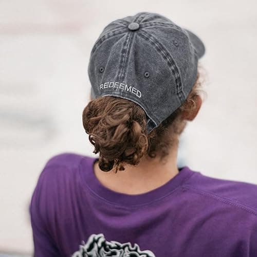 Giavuwn Christian Redeemed Cross Nails Hats for Men Women, Vintage Adjustable Cotton Embroidered Front & Back Baseball Cap thumbnail 6