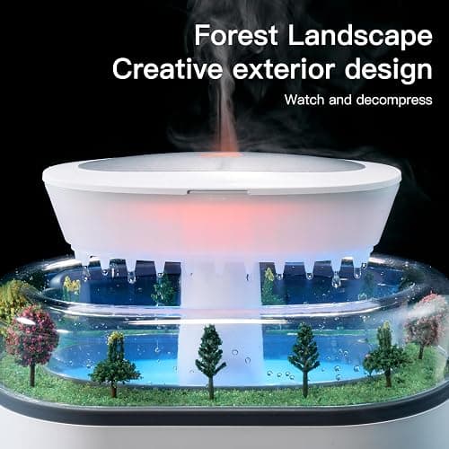 BLOIMP Essential Oil Diffuser 250ML Cloud Humidifier Rain Water Drip Diffuser Humidifier with Drip Music Micro Landscape Ultrasonic Diffuser for Bedroom Office Hotel (White Grey) thumbnail 4