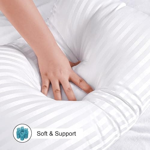 EIUE Hotel Collection Bed Pillows for Sleeping 2 Pack Queen Size，Pillows for Side and Back Sleepers,Super Soft Down Alternative Microfiber Filled Pillows,20 x 30 Inches thumbnail 4