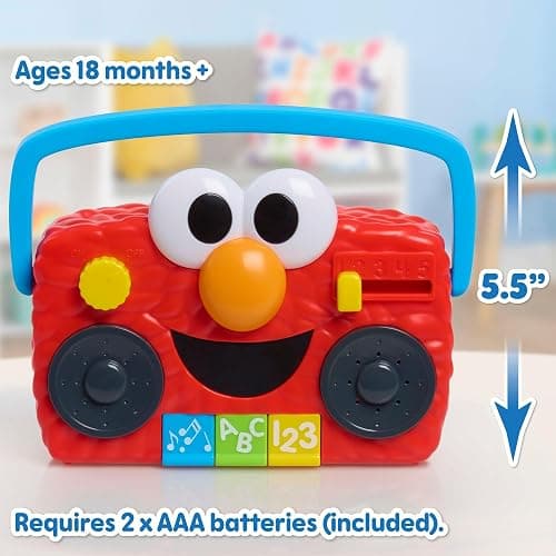 Sesame Street Elmo Take Along Boombox with Lights & Sounds, 5.5-inch Interactive Toy, Learning and Education, Kids Toys for Ages 2 Up by Just Play thumbnail 4