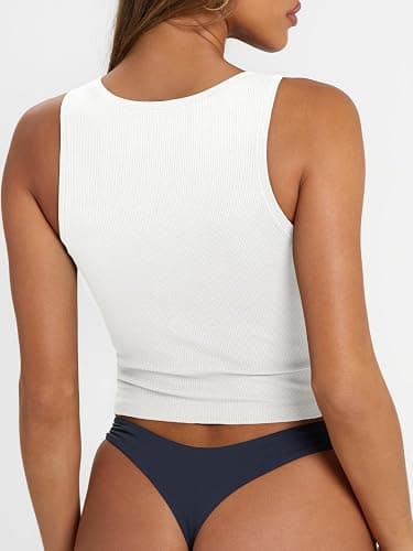 Trendy Queen Women's Summer Square Neck Tank Tops Workout Cropped Ribbed Summer Camisole Sleeveless Clothes 2025 thumbnail 5