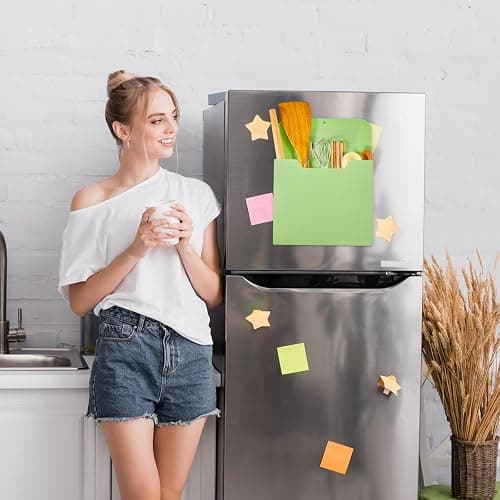 Fuutreo 6 Pcs Magnetic Wall File Organizer Magnetic Wall File Holder Refrigerator Magazine Holder for Mail Letters Paper(Macaron Color,10 x 13 Inch,Vertical) thumbnail 6