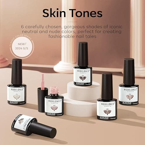 Modelones Gel Nail Polish 6 Colors Nude Pink Gel Polish Skin Tones Neutral Milky White Pink Brown Soak Off Gel Nail Kit Manicure DIY Nail Art Salon Home Gift thumbnail 8