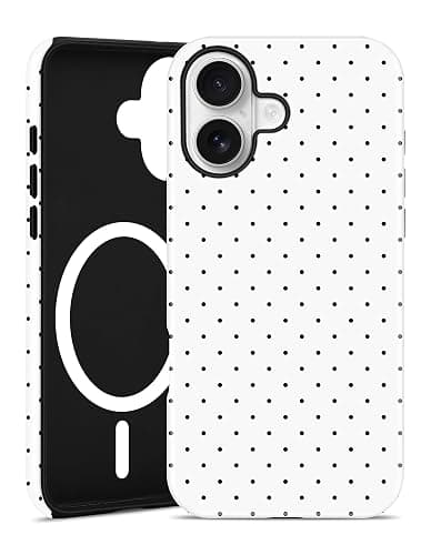 Jusy Compatible with MagSafe Polka Dot Case for iPhone 16e/17e, Cute Aesthetic Polka Dots Magnetic Phone Case, Soft TPU and Hard PC Protective Phone Cover for Women Girls (Matte) - White - Image 1