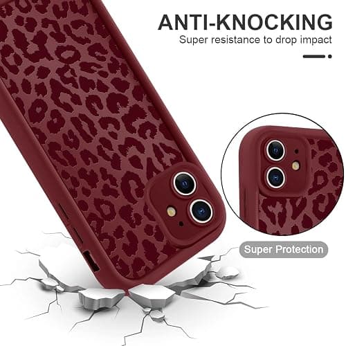 lioscre Cute Cheetah Print Phone Case for iPhone 11 Case 6.1", Aesthetic Burgundy Wine Red Leopard Pattern Design Cover Shockproof Soft Slim TPU Full Camera Lens Protective Funda for Women Girls thumbnail 5
