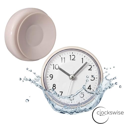 Clockswise 3-Inch Waterproof Wall Mount Bathroom Shower Clock Fog-Free Compact Design with Strong Suction Cup and Clear Easy-to-Read Display Modern Style Accessory for Bathing & Daily Routines, White thumbnail 10