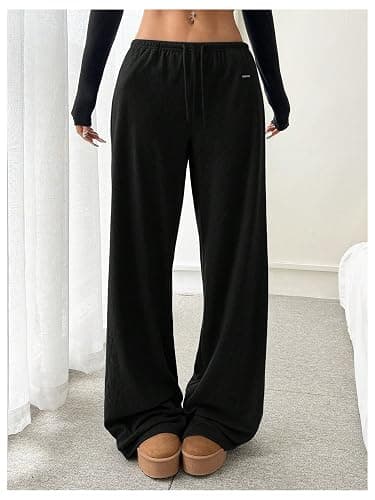 SOLY HUX Women's Drawstring Sweatpants Low Rise Baggy Wide Leg Pants with Pockets thumbnail 4