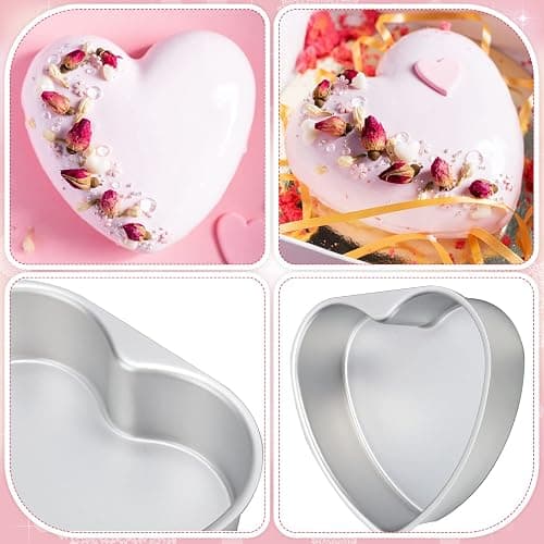 Nuogo 3 Pieces Heart Shaped Cake Pans 8 Inch Aluminum Heart Cake Pans Funny Cake Tins for Baking DIY Mold Tool for Kitchen Birthday Wedding thumbnail 5
