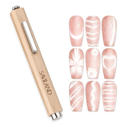SAVILAND Cat Eye Magnetic for Nail: 3-in-1 Cat Eye Gel Nail Polish N35 Neodymium Strong Suction Magnet Wand Stick Diverse Effect Double Ended Manicure Salon Design Art Tools Set Accessories - Image 1
