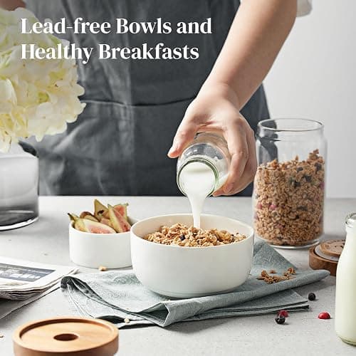 DOWAN 22 OZ Cereal Bowls Set of 6-5.25" White Soup Bowls for Kitchen, Ceramic Bowls for Cereal, Soup, Oatmeal, Rice, Dishwasher & Microwave Safe thumbnail 2