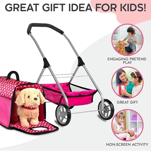 Puppy Doll Stroller – Remote Control Walking & Barking Plush Dog Toy for Kids – Electronic Interactive Puppy with Sounds, Tail Wagging & Music – Pretend Play Pet Toy for Girls & Boys Ages 2–7 thumbnail 6