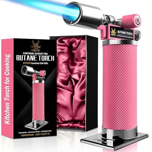RAVS Butane Torch Gift Set in Premium Case, Pink Kitchen Torch with Adjustment Flame, Refillable Blow Torch for Cooking, Creme Brulee, Stocking Stuffers for Men & Women, Butane Not Included - Image 1