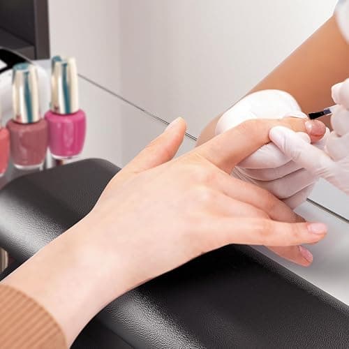 Belandi Manicure Table With Glass Top for Nail Tech - Acetone Resistant Desk Station With Storage Drawers, Open Shelves, Wrist Cushion, and Lockable Wheels (Black) thumbnail 9