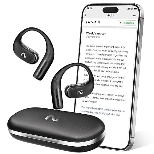 VIAIM OpenNote AI Voice Recorder – Open Ear Headphones with FlashRecord, Call Recording, Real-Time Transcription, Translation, AI Assistant, for Students, Professionals & Interview Recording, Black - Image 1