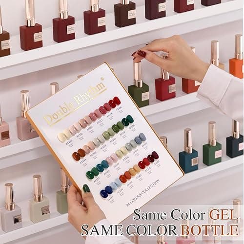 Double Rhythm 28Pcs 0.5Oz Gel Nail Polish Set Same Color Same Bottle Soak Off Gel Polish Kit Nail Art Manicure Salon DIY at Home for Women (Burgundy Green Collection-T24-1) thumbnail 4