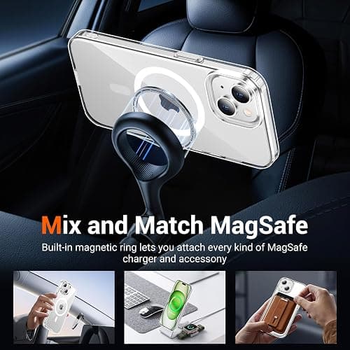 Temdan for iPhone 15 Case & iPhone 14 & iPhone 13 Case Clear with Screen Protector, Compatible with Magsafe, Anti-Yellowing, Military-Grade Protection, Shockproof Slim Magnetic Phone Case Cover thumbnail 3