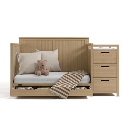 Graco Hadley 5-in-1 Convertible Crib & Changer, Driftwood | GREENGUARD Gold Certified, Fits Standard Crib Mattress, Converts to Toddler Bed and Full Bed, 4 Adjustable Mattress Heights thumbnail 11