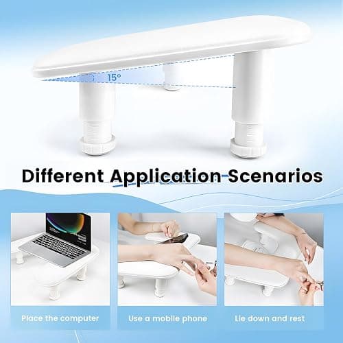 JODSONE U-Shaped White Manicure Arm Rest for Nails Tech with Rotating 360°Built-In Phone Holder and Adjustable Nail Arm Rest Detachable Manicure Hand Rest for Salon Design thumbnail 5