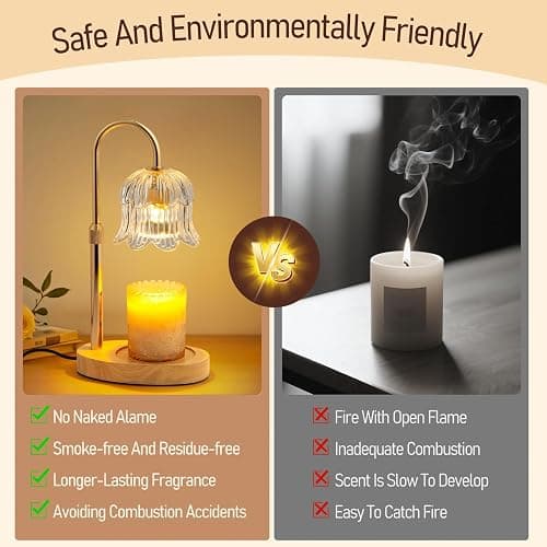 Electric Candle Warmer Lamp with Timer - Flame-Free 4-Level Dimming, Height Adjustable Gifts for Mom Women Friend, Birthday Housewarming Home Bedroom Decor thumbnail 5