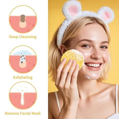 100-Count Compressed Facial Sponges, Natural Cosmetic Spa Sponges for Facial Cleansing, Exfoliating Mask, Makeup Remover, Travel Face Sponges - Yellow thumbnail 6